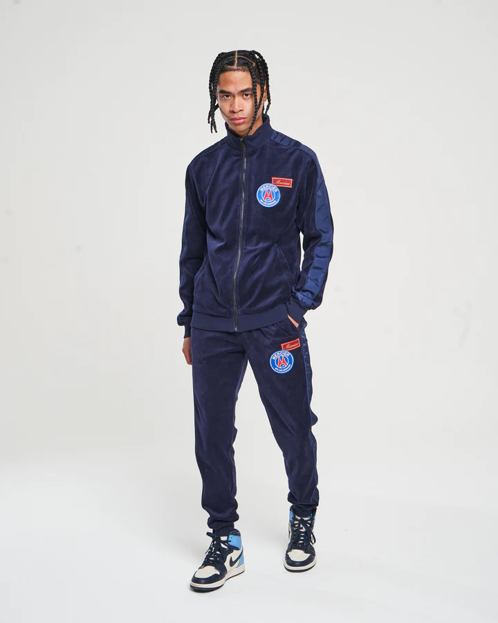 Navy Velour Lux Badge Track Top || Limited Edition